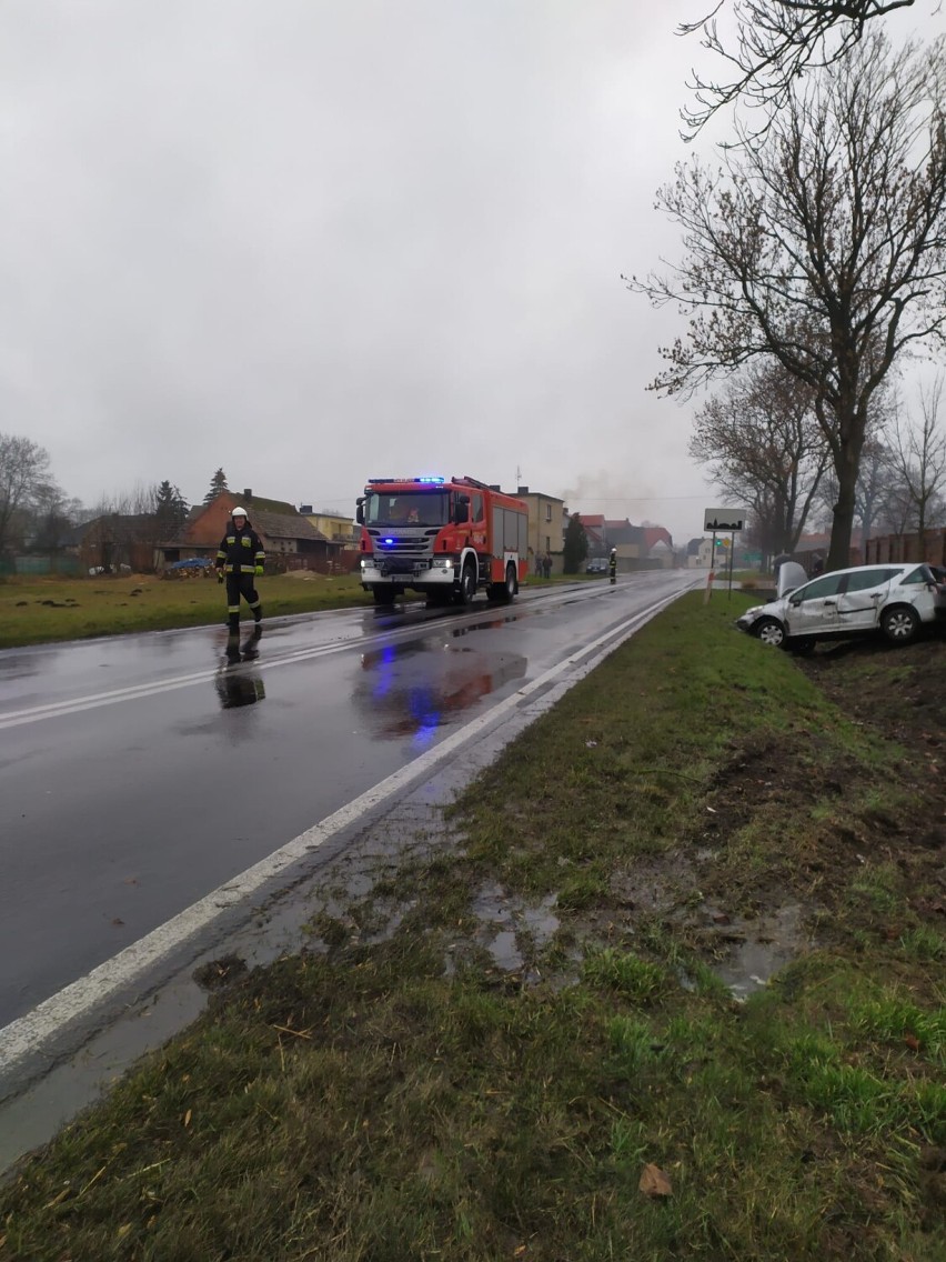 W Kamieńcu samochód osobowy wjechał do rowu. Kierowca został ukarany mandatem