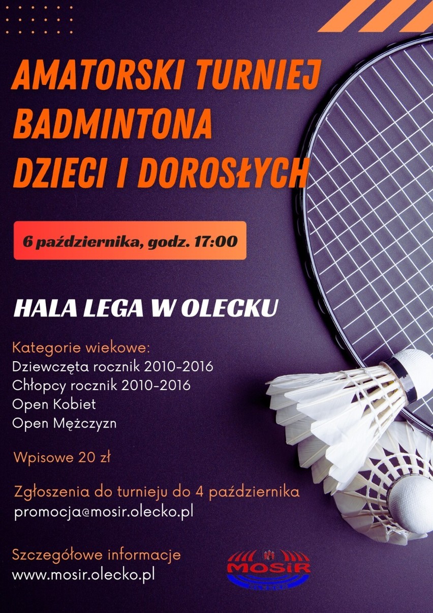 Olecko: Amatorski Turniej Badmintona dla Dzieci i Dorosłych 