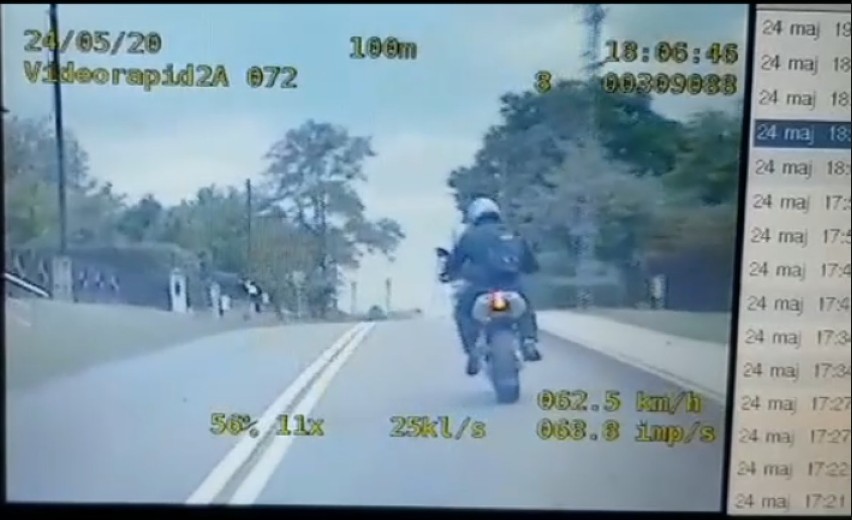 Rybniccy policjanci ścigali motocyklistę i zepchnęli go z drogi... Wszystko widać na WIDEO