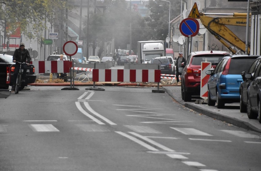 Zielona Góra, wrzesień 2018: budowa skrzyżowania ul....