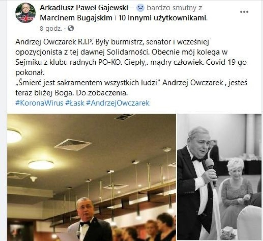 Andrzej Owczarek jest niestety już drugim radnym, który...