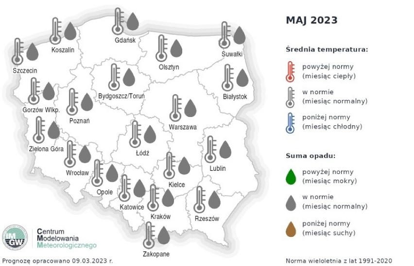 Maj 2023 - długoterminowa prognoza IMGW