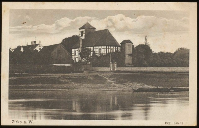 Kościół ewangelicki w Sierakowie - widokówka z 1913 roku.