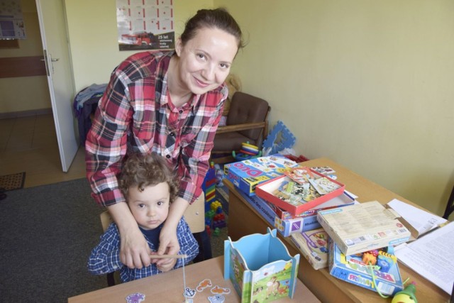 Pani Monika Lewandowska z Kielc przyszła na badania ze swoim 3-letnim synkiem, Miłoszem.