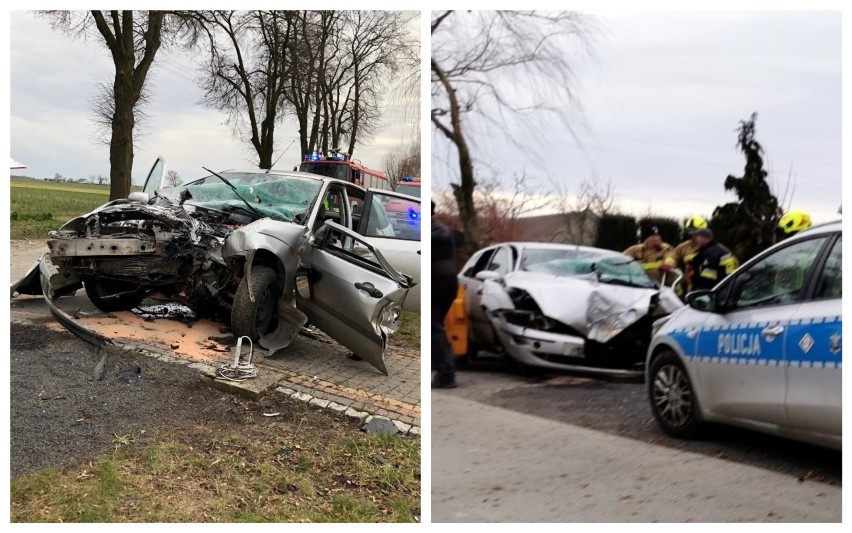 Poważny wypadek w powiecie włocławskim. Samochód uderzył w drzewo [zdjęcia]