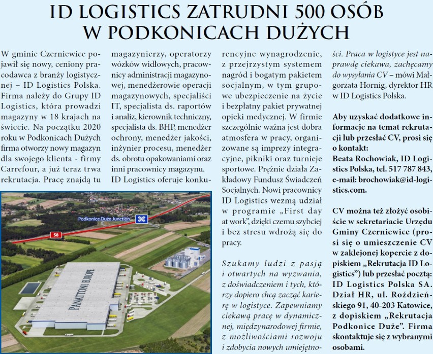ID Logistics Polska zatrudni 500 osób w centrum logistycznym w Podkonicach Dużych (gm. Czerniewice). Firma rozpoczęła rekrutację