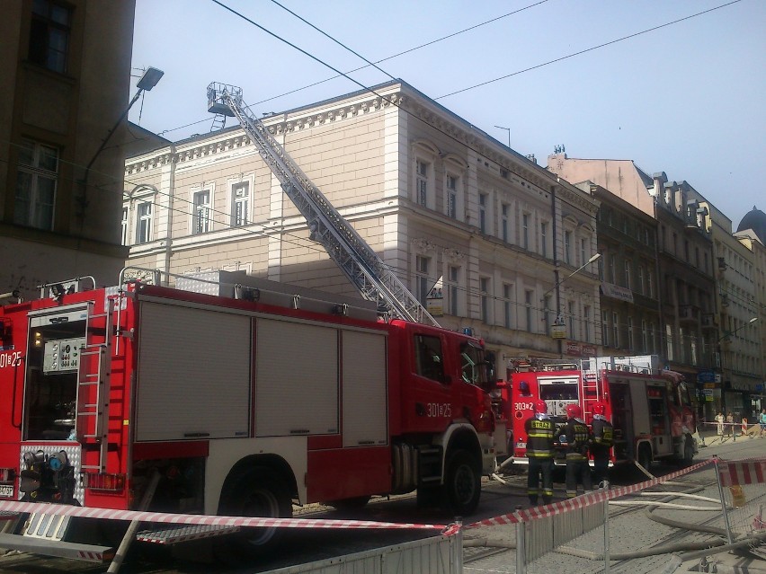 Pożar kamienicy w centrum Katowic