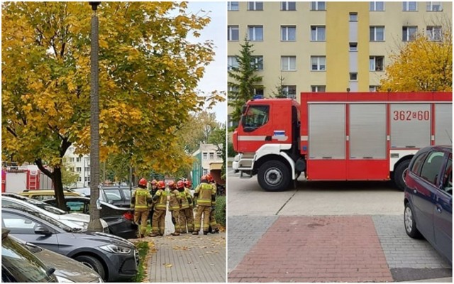 Beczki z nieznaną substancją przed blokiem na osiedlu Kazimierza Wielkiego we Włocławku