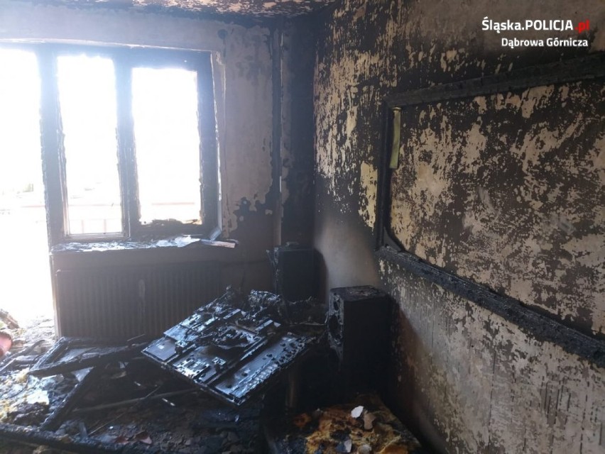 Rodzina policjanta straciła mieszkanie w pożarze. Trwa zbiórka dla pogorzelców [pożar w Dąbrowie Górniczej]