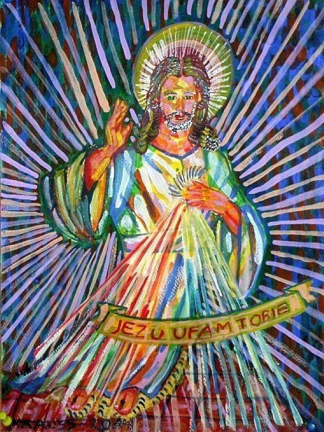 Obraz PT &quot; Portret Chrystusa Miłosiernego &quot; został namalowany przez Marka Kraussa . foto . Marek Krauss