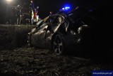 Wypadek w Gronowie Elbląskim. Pijany kierowca dachował w rowie [ZDJĘCIA]