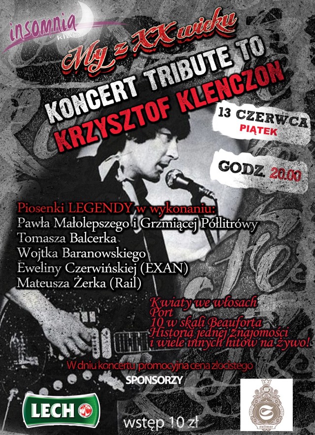 Piosenki Krzysztofa Klenczona piotrkowscy artyści zagrają w piątek 13 czerwca w klubie Insomnia w Piotrkowie