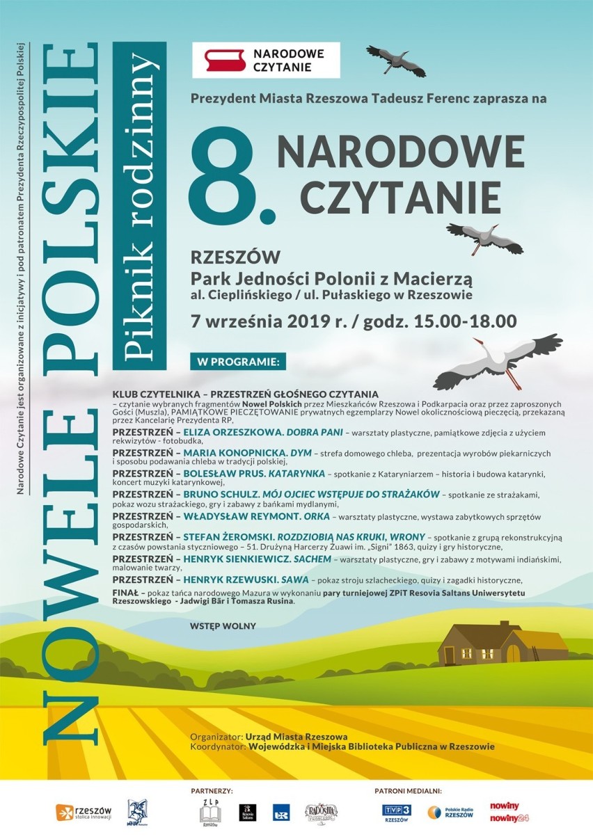 Narodowe Czytanie 2019 w Rzeszowie. Nowele Sienkiewicza, Orzeszkowej, Reymonta, Prusa [PROGRAM]