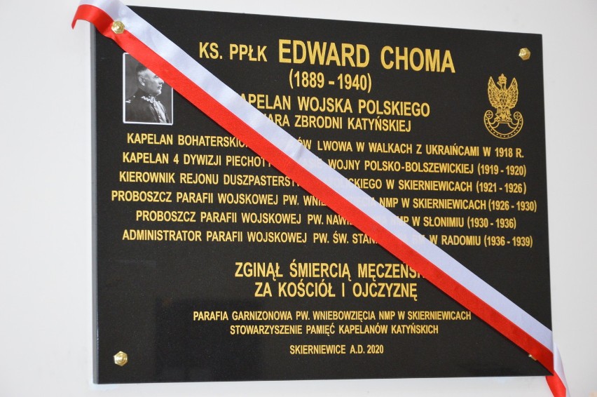 W Skierniewicach odsłonięto tablicę upamiętniającą ks. ppłk Edwarda Chomę