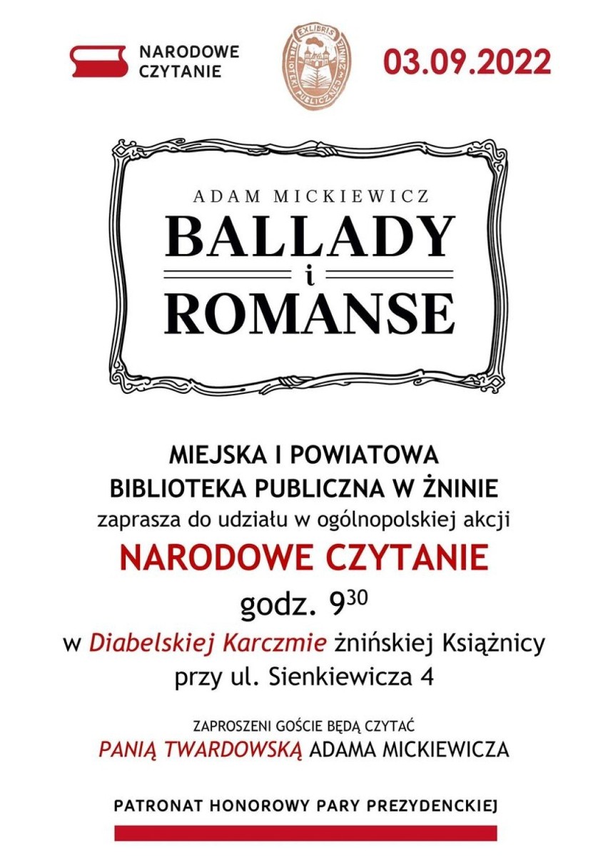 Narodowe Czytanie "Ballad i romansów" Adama Mickiewicza w...