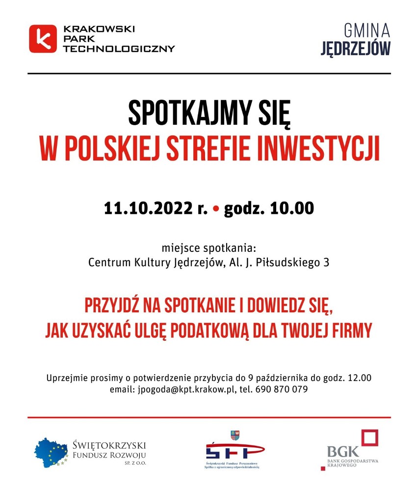 Specjalne spotkanie dla przedsiębiorców w Centrum Kultury w Jędrzejowie. "Spotkajmy się w polskiej strefie inwestycji" już we wtorek
