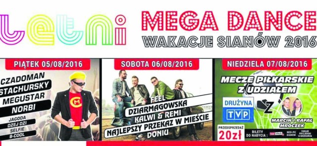 Już w piątek w Sianowie rozpoczną się trzy dni świetnej zabawy - Letni Mega Dance 2016. Mamy dla Was konkurs!