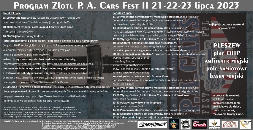 Tak prezentuje się szczegółowy program P.A. Cars Fest II