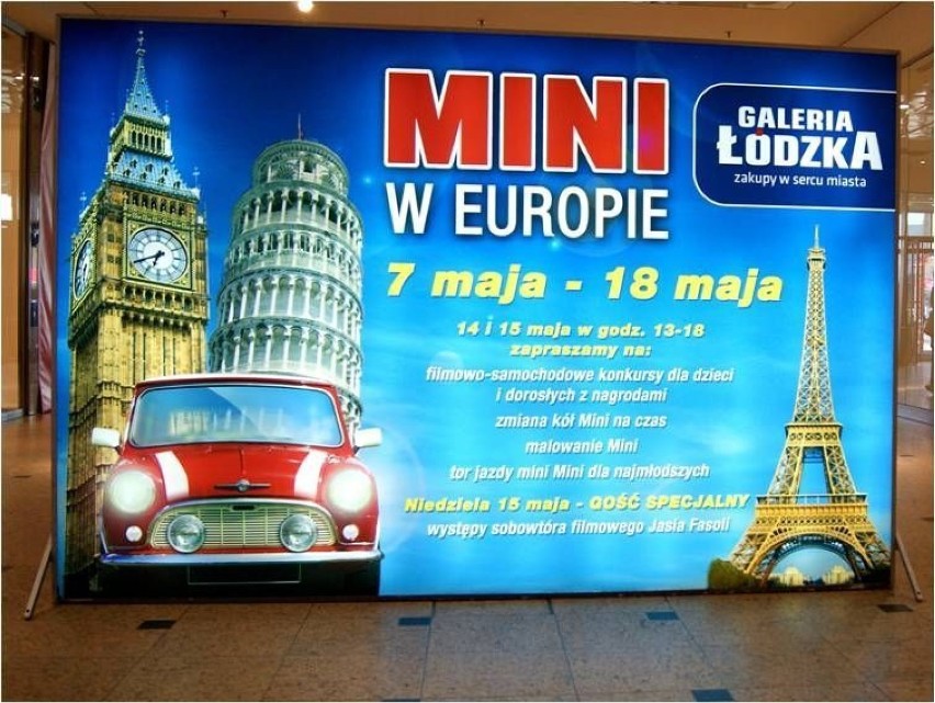 Baner reklamowy "Mini w Europie" w Galerii Łódzkiej. Fot....