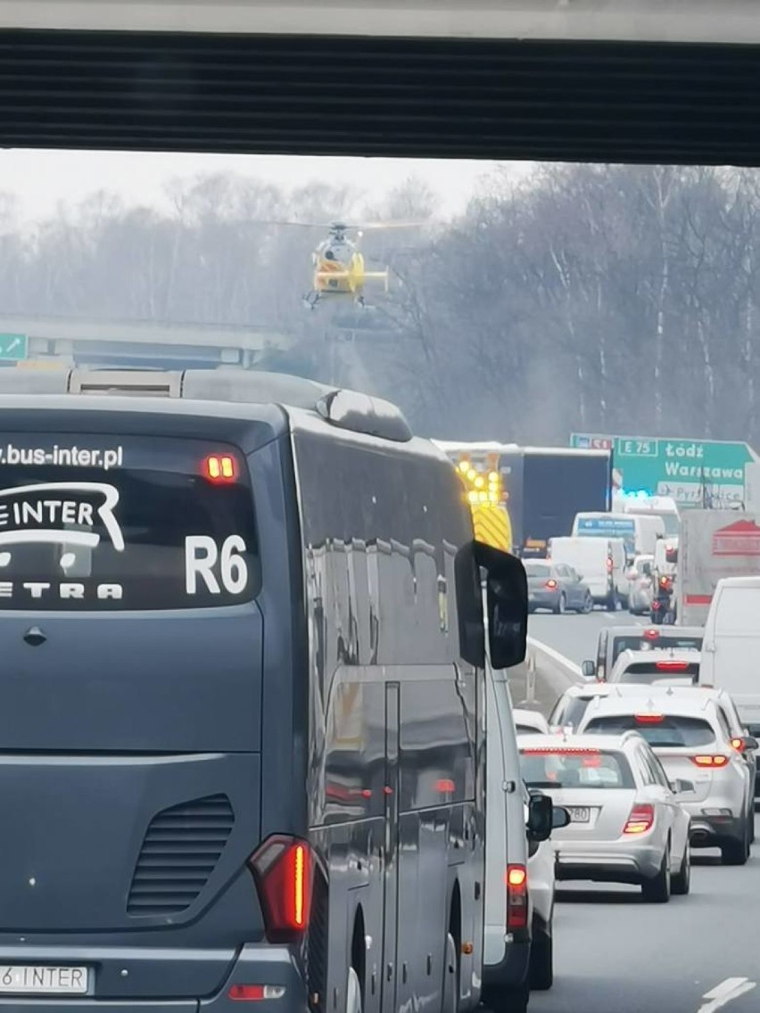 Wypadek na autostradzie A4 w Mysłowicach