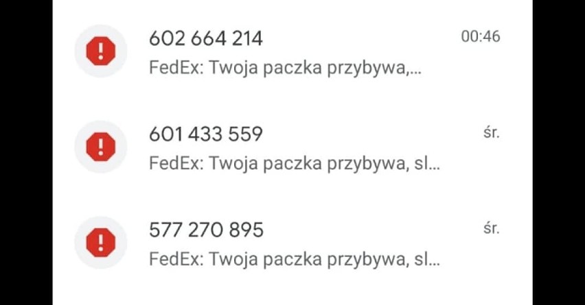 Policjanci z Wągrowca przestrzegają przed fałszywymi SMS-ami od firmy kurierskiej 