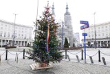 Tęczowa choinka na Placu Zbawiciela w Warszawie. Aktywiści LGBT+ życzą wszystkim "Tęczowych świąt" 