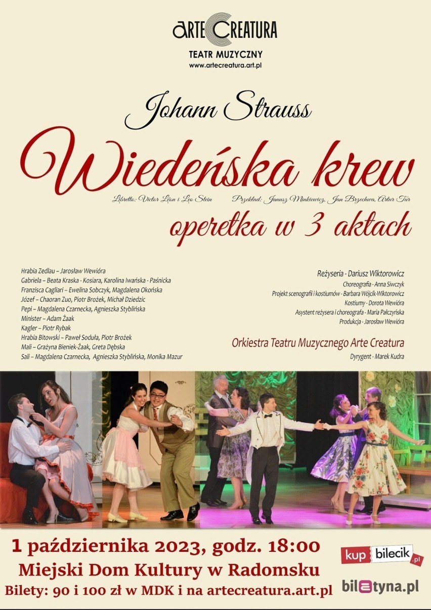 Na operetkę „Wiedeńska krew” J. Starussa zapraszają Arte...