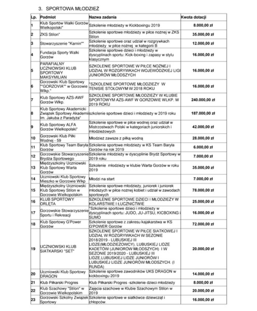 Stal Gorzów dostanie najwięcej pieniędzy od miasta. Ile dano innym klubom?