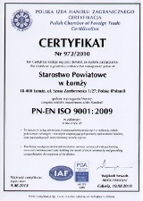 Starostwo Powiatowe w Łomży uzyskało certyfikat zarządzania jakością ISO 9001