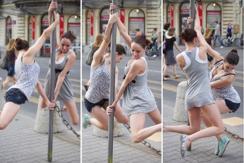 Pole dance na warszawskiej ulicy