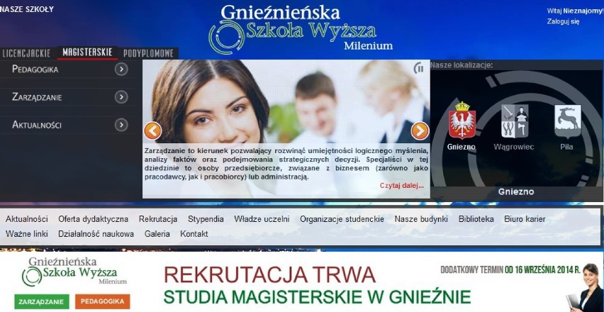 Gnieźnieńska Szkoła Wyższa Milenium - w rankingu miejsce...