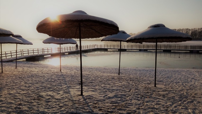 Zobacz, jak wspaniale wygląda plaża w Gołuchowie w zimowej...