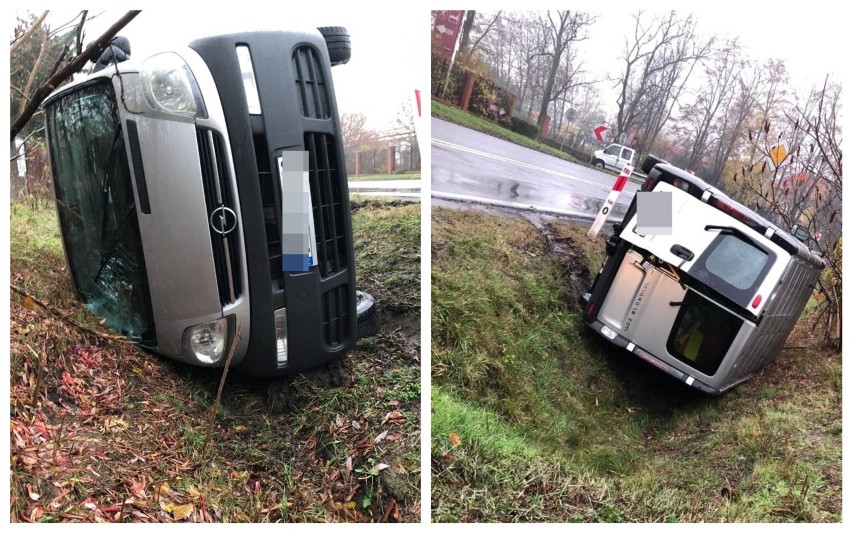 Groźny wypadek na drodze Włocławek - Radziejów. Opel wylądował w rowie [zdjęcia]