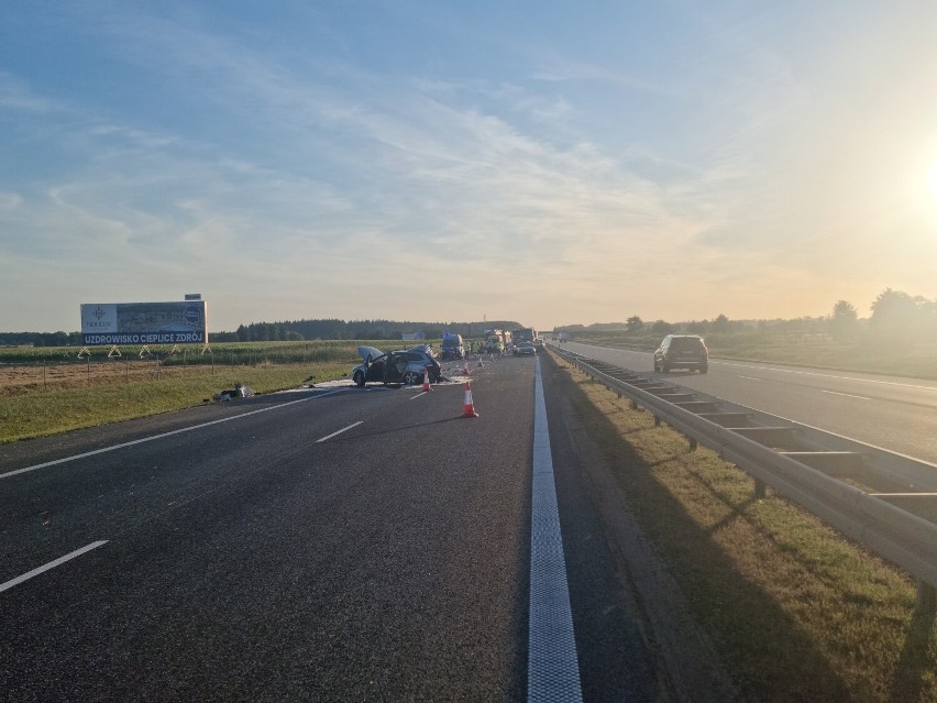 Gmina Kuślin. Wypadek na autostradzie. Lądował śmigłowiec LPR [ZDJĘCIA]