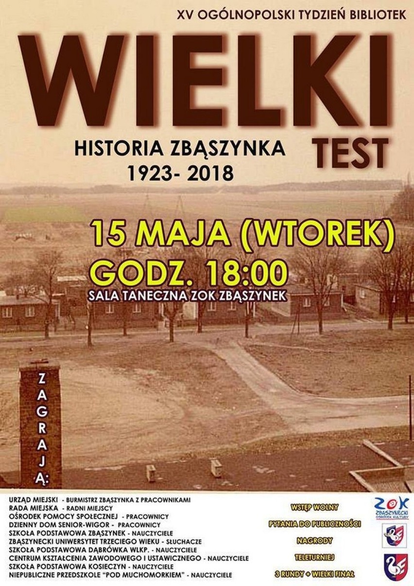 „Odkrywamy naszą historię" - Wielki Test o Zbąszynku