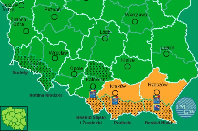 Ostrzeżenie przed intensywnymi opadami deszczu dotyczy Małopolski, Żywiecczyzny i Podkarpacia.