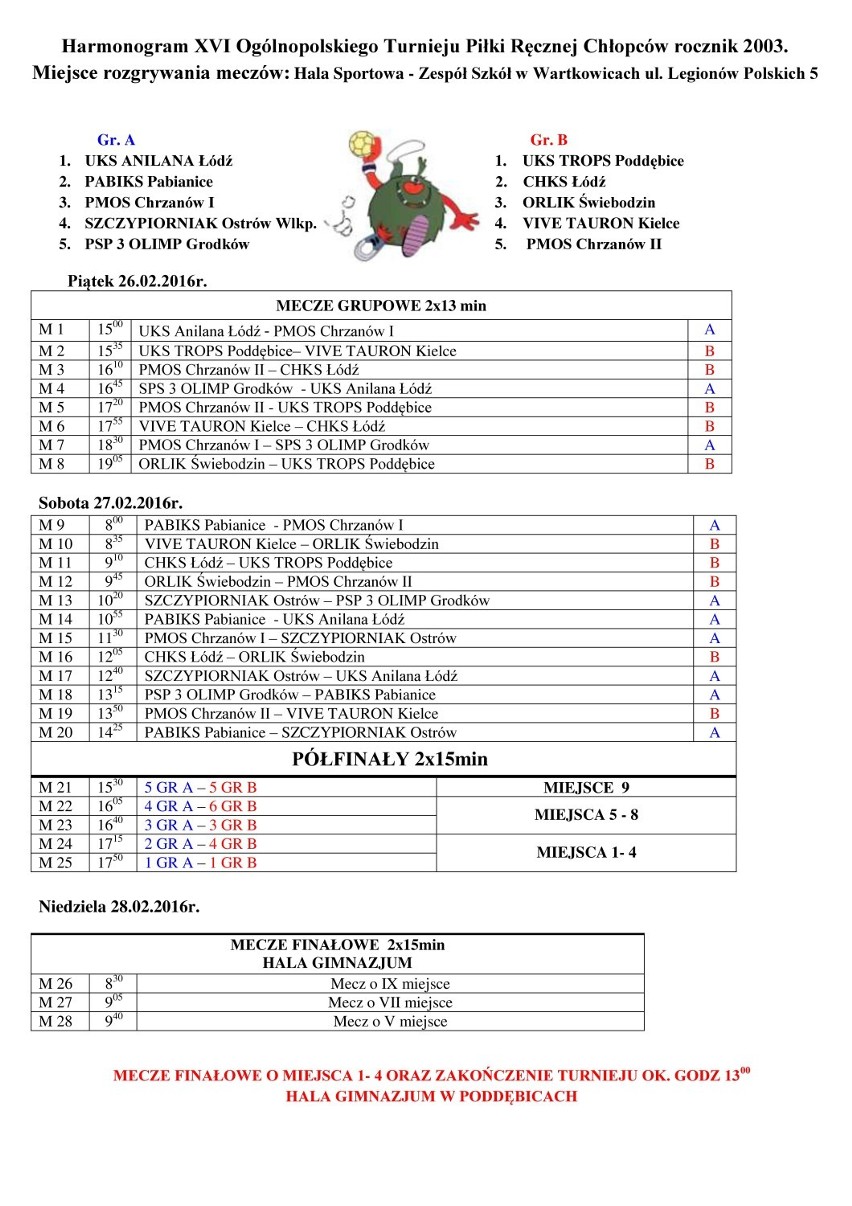 XVI Ogólnopolski Turniej Piłki Ręcznej Poddębice Cup 2016