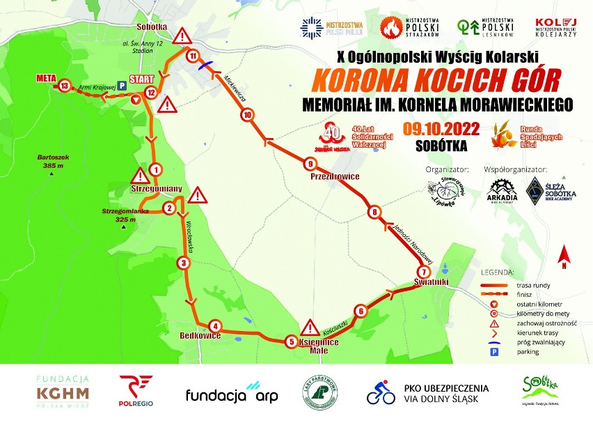 Trasa wyścigu kolarskiego X Wyścig Kolarski Korona Kocich...