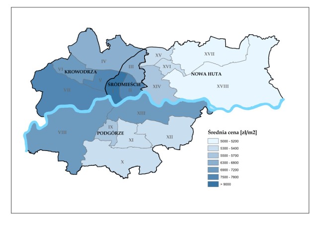 Na rynku wtórnym, najdroższe ceny za metr osiągają mieszkania w ścisłym centrum. Najtaniej wciąż jest w Nowej Hucie