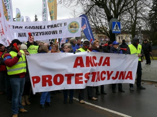 Manifestacje związków zawodowych w Bełchatowie w 2014 roku