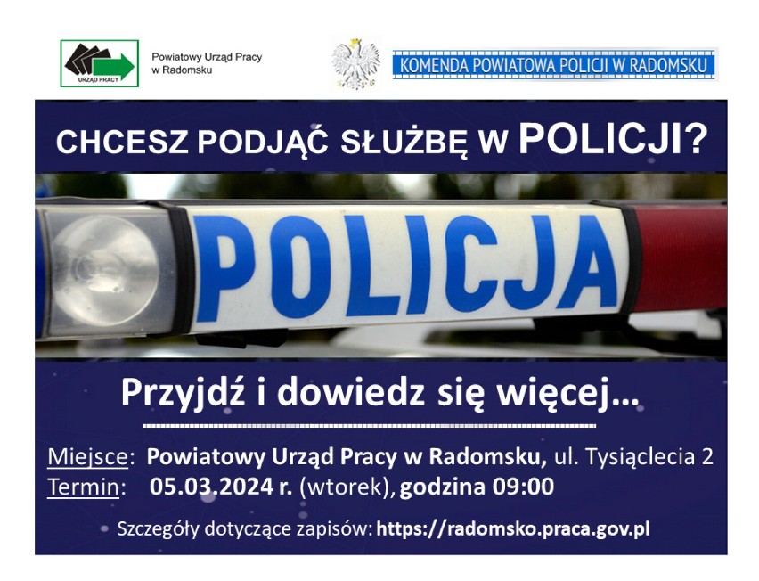 Praca w policji w Radomsku. Będzie kolejne spotkanie dla chętnych