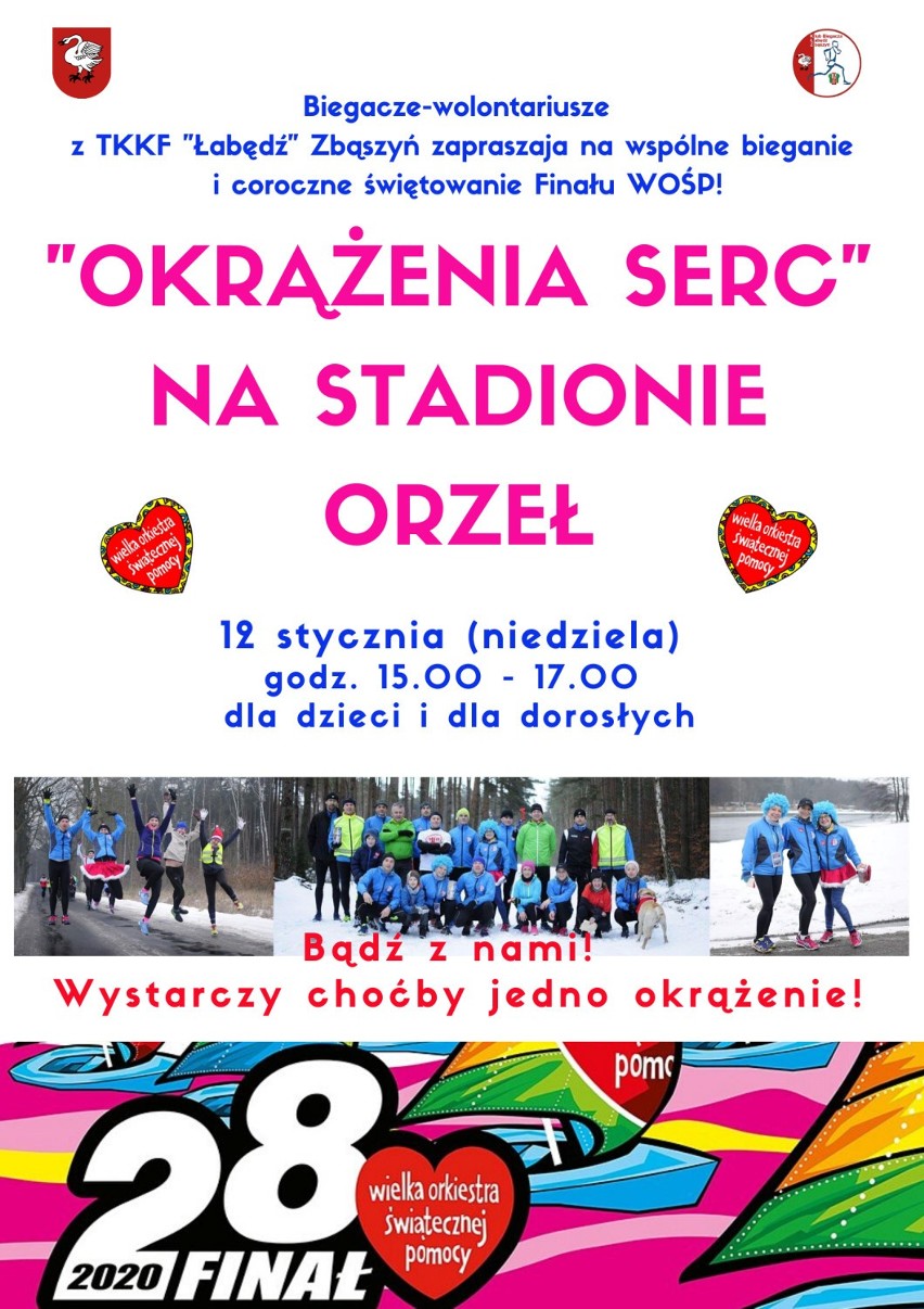 12 stycznia biegacze z TKKF "Łabędź" Zbąszyń wraz z wolontariuszkami będą zbierali datki do puszek WOŚP