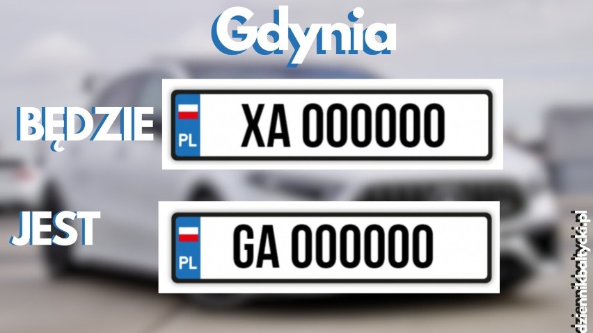 Gdynia: było "GA", będzie "XA".