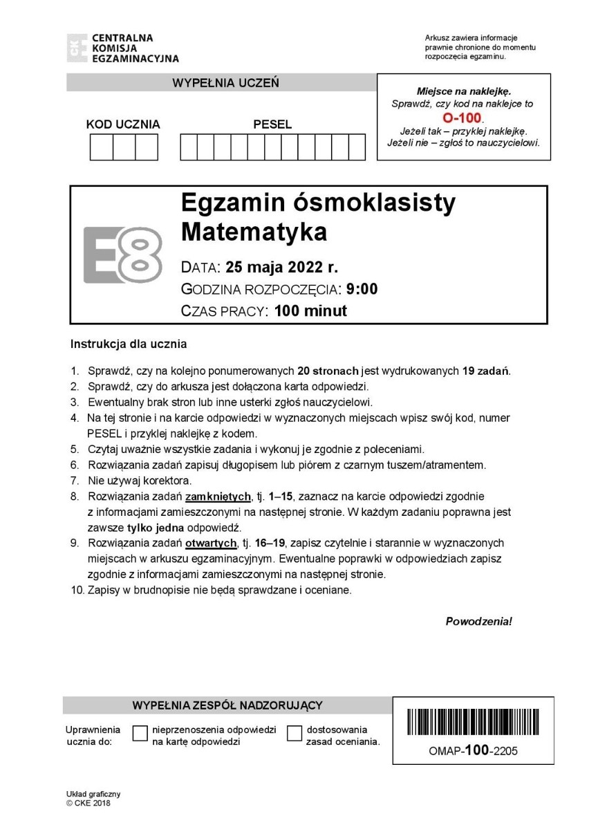 Egzamin ósmoklasisty z matematyki odbył się w środę, 25...