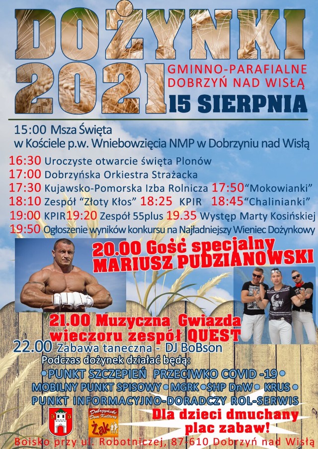 W niedzielę, 15 sierpnia odbędą się w Dobrzyniu nad Wisłą dożynki parafialne.
