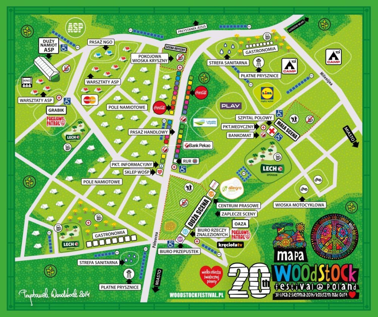 Woodstock 2014: mapa festiwalu. Gdzie zrobić zakupy i zaparkować samochód?  | Warszawa Nasze Miasto