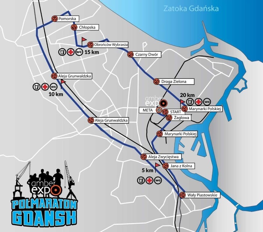 AmberExpo Półmaraton Gdańsk 2018: Trasa biegu