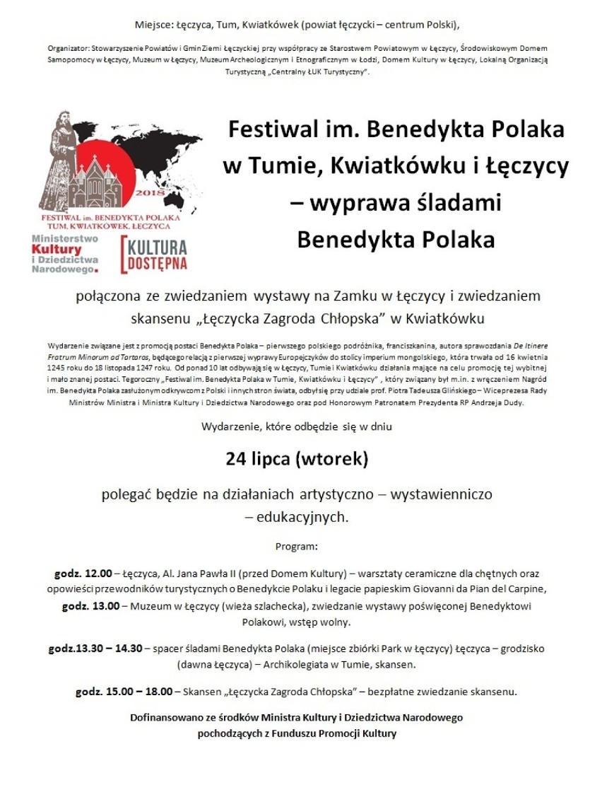 We wtorek kolejne wydarzenia Festiwalu Benedykta Polaka