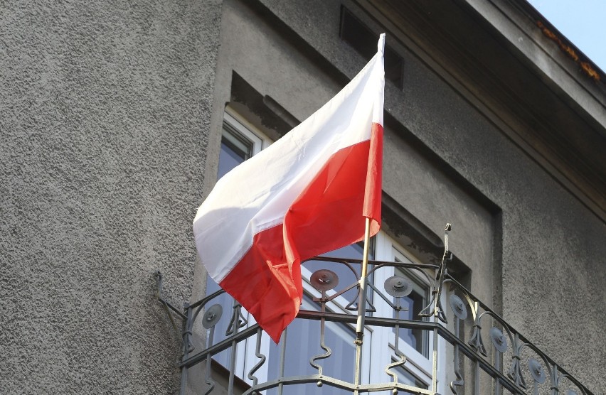 Rzeszów przyozdobiony flagami na Dzień Niepodległości.