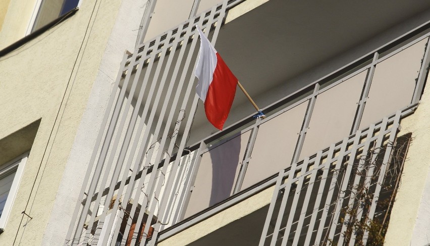 Rzeszów przyozdobiony flagami na Dzień Niepodległości.